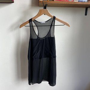 T by Alexander Wang Sheer Black Tank Top